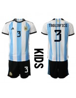 Argentina Nicolas Tagliafico #3 Domácí dres pro děti MS 2022 Krátký Rukáv (+ trenýrky)